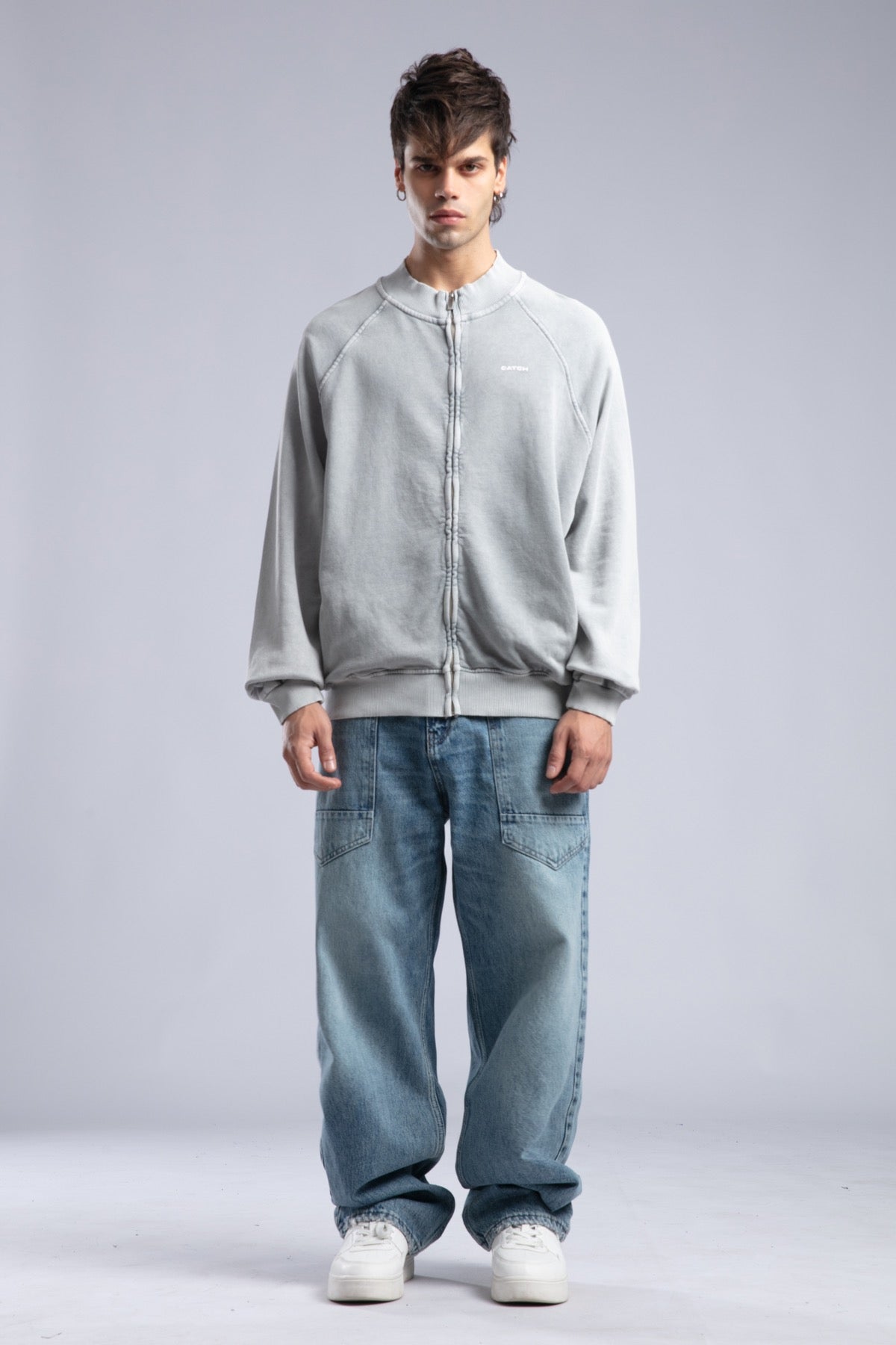 Yıkamalı Fermuarlı Sweatshirt