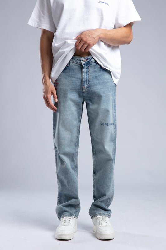 Nakışlı Straight Fit Jean