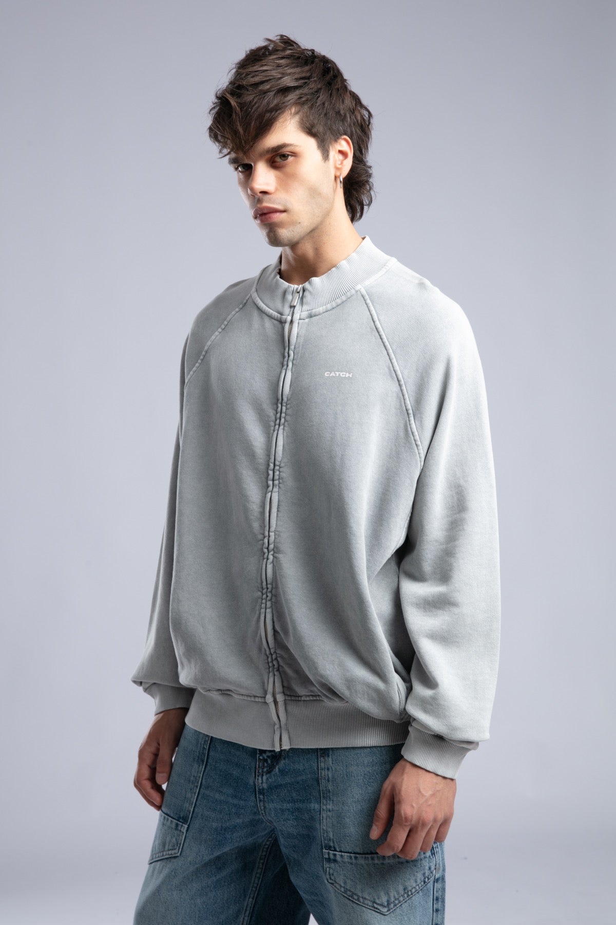 Yıkamalı Fermuarlı Sweatshirt