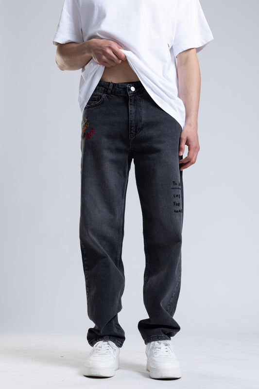 Nakışlı Straight Fit Jean