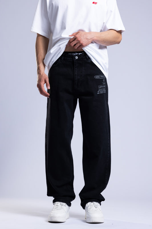 Baskılı Baggy Jean