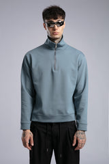 Yüksek Yaka Fermuarlı Sweatshirt