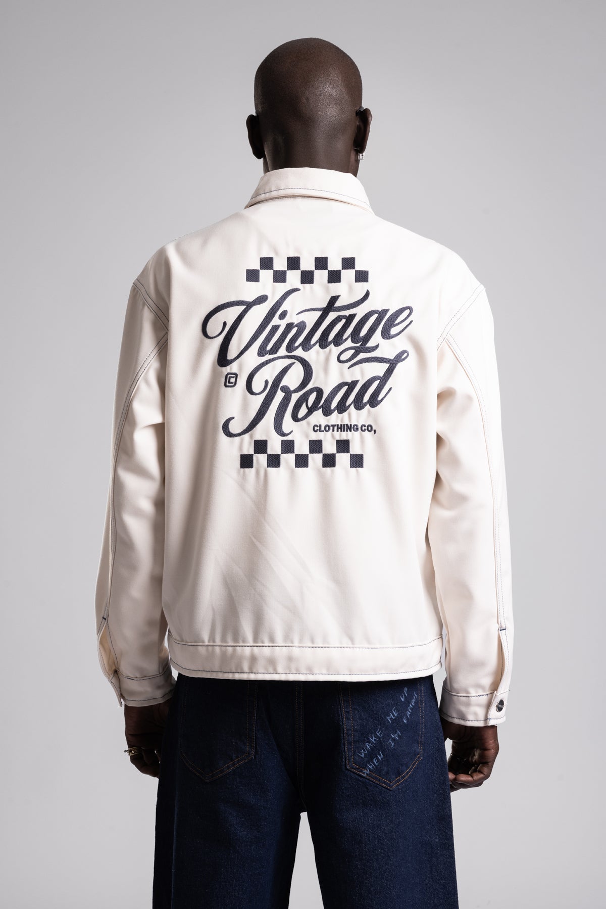 Nakış Yazı Detaylı Vintage Ceket