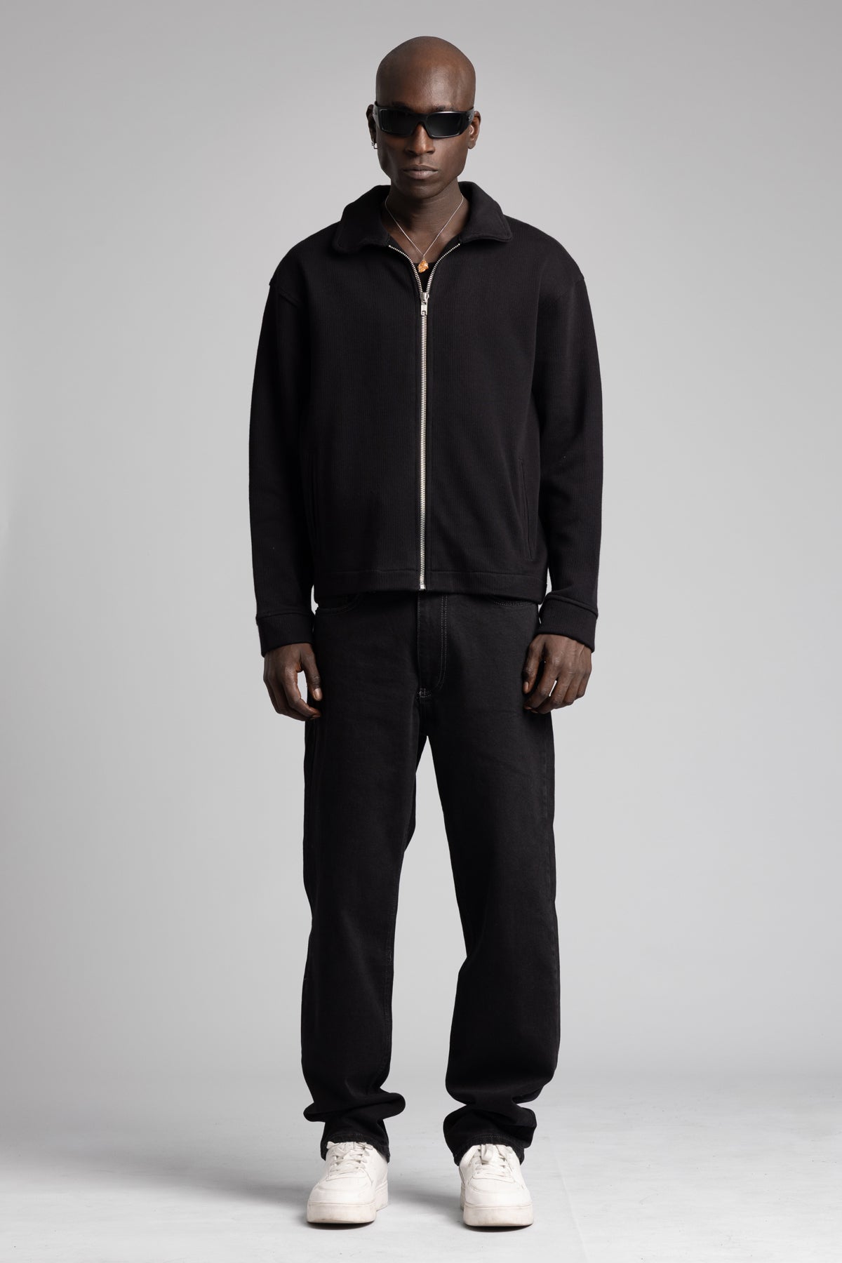 Diyagonal Fermuarlı Ceket