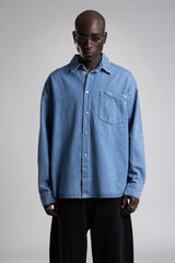 Metal Snap Düğmeli Denim Gömlek