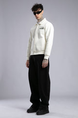 Minimal Nakışlı Fermuarlı Sweatshirt