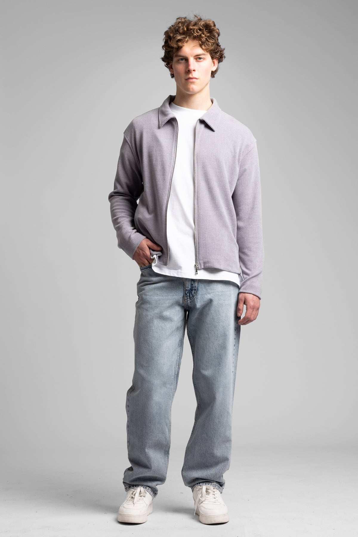 Fermuarlı Fitilli Sweatshirt