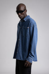 Metal Snap Düğmeli Denim Gömlek