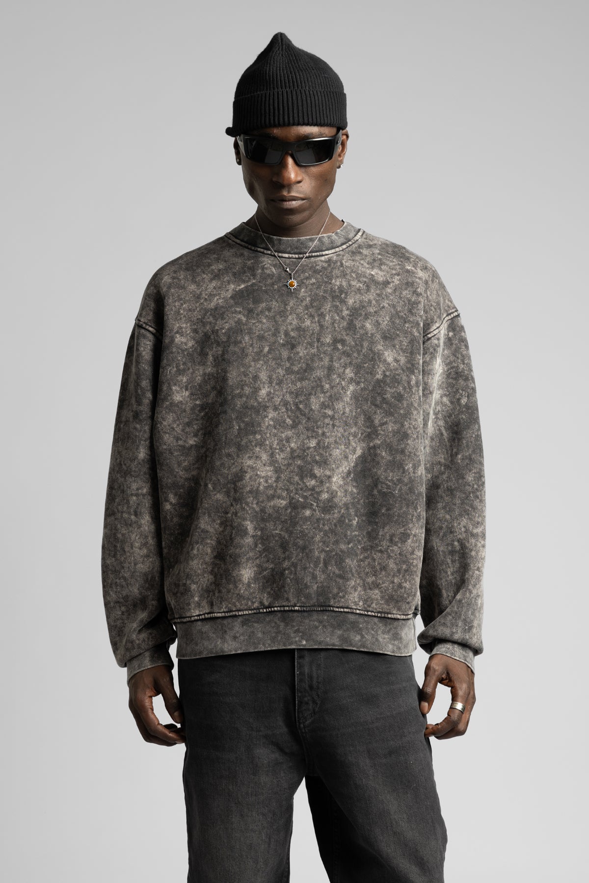 Basic Yıkamalı Sweatshirt