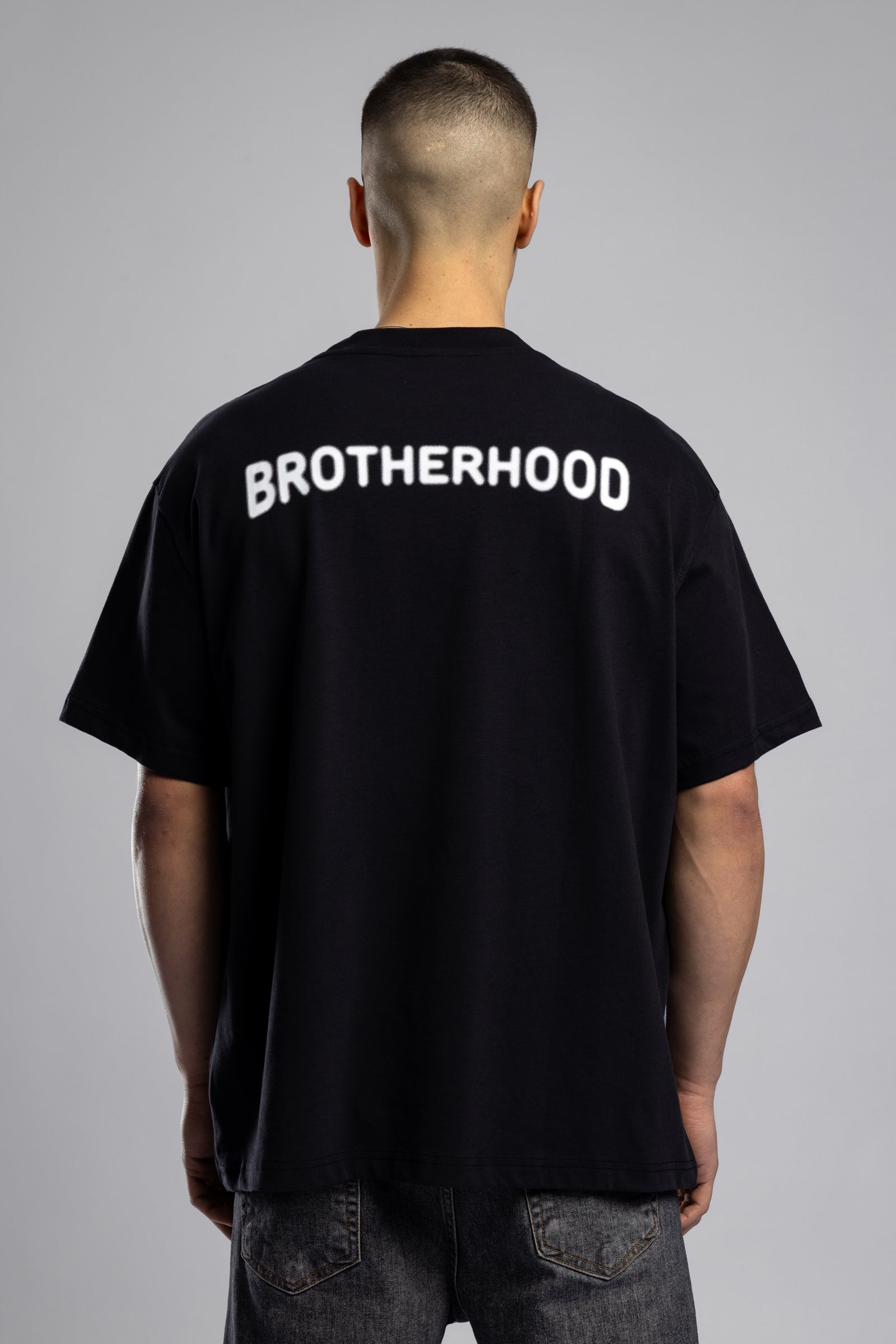 Oversize “Brotherhood” Baskılı T-shirt