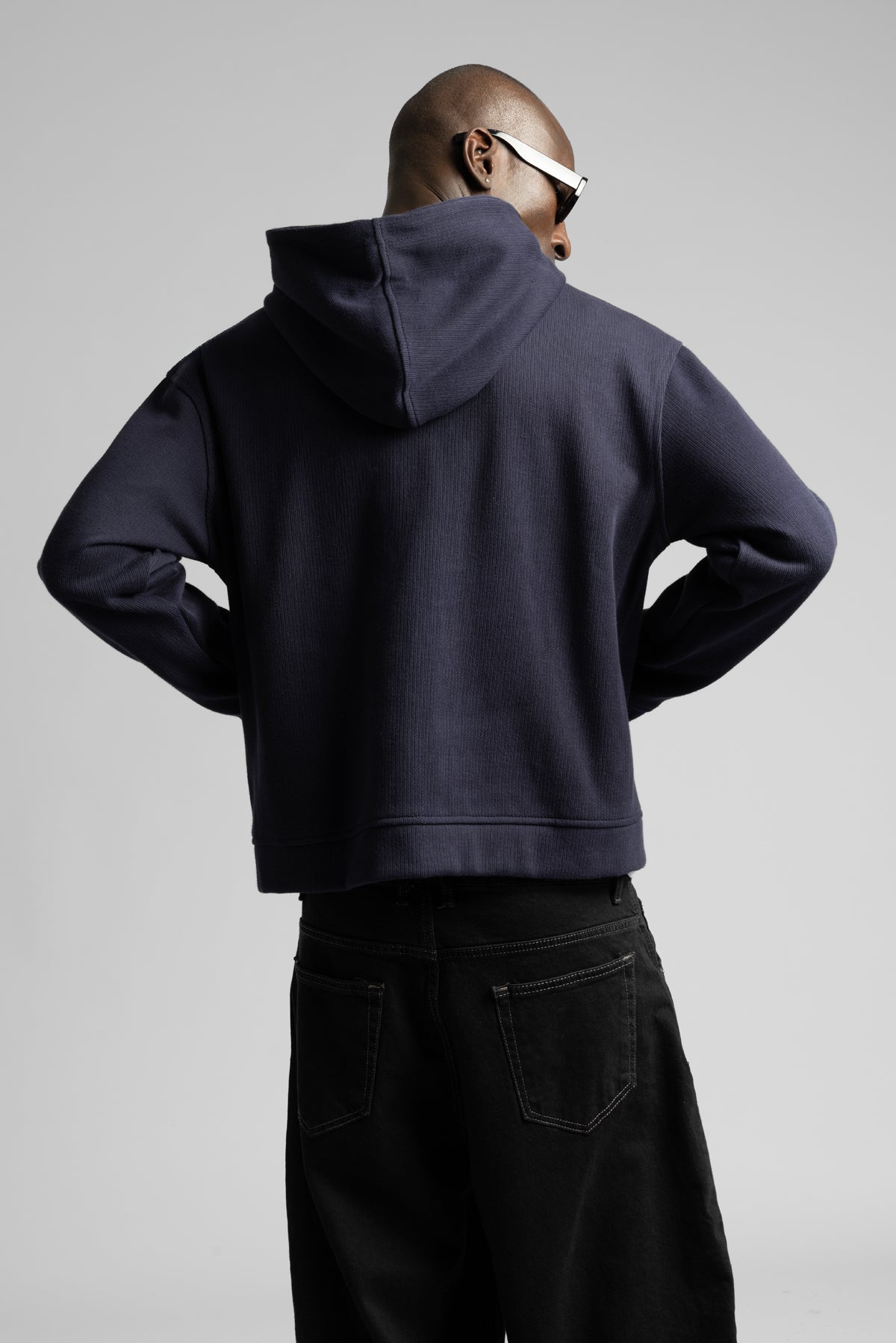 Diyagonal Kapüşonlu Fermuarlı Sweatshirt