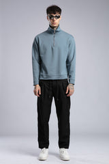 Yüksek Yaka Fermuarlı Sweatshirt