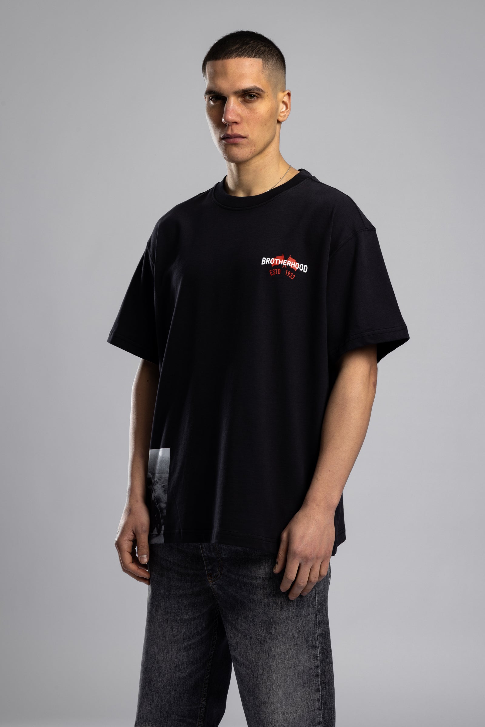 Oversize “Brotherhood” Baskılı T-shirt