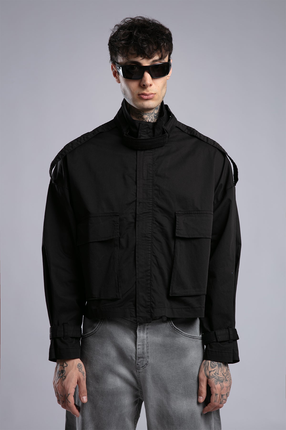 Şerit Detaylı Utility Ceket