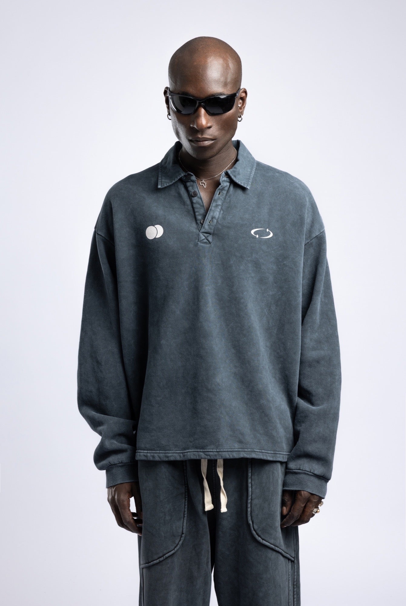 Polo Yaka Dugmeli Yazi Baskili Sweatshirt 2|oldu-media-mupg73ua-63iipj|001