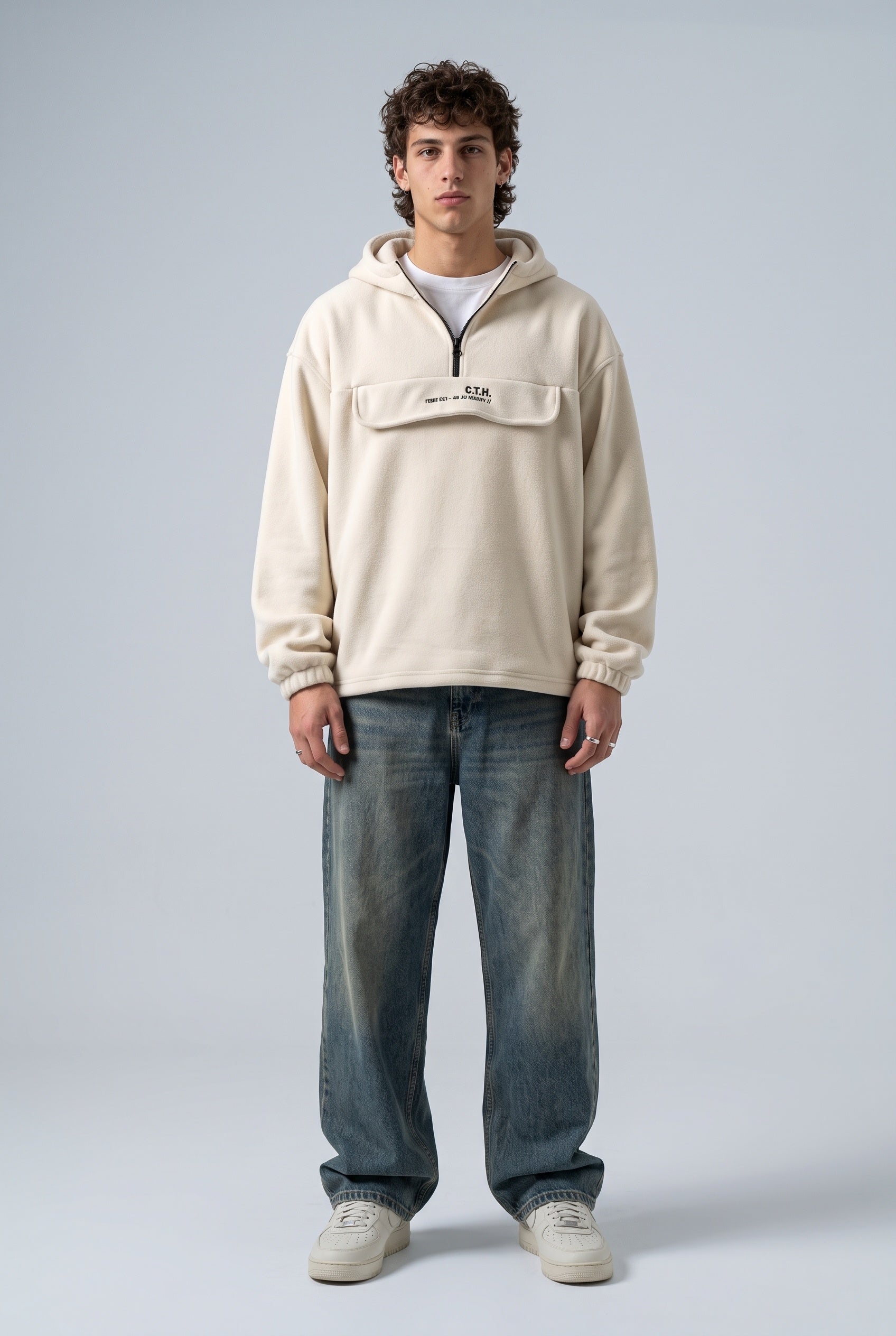 Yarım Fermuarlı Kapüşonlu Polar Sweatshirt 2|oldu-media-mvf9d9bu-pvdvan|001