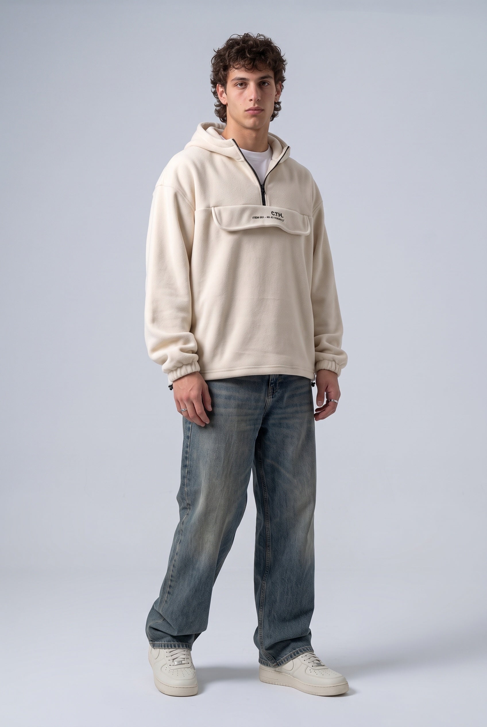 Yarım Fermuarlı Kapüşonlu Polar Sweatshirt 3|oldu-media-mvf9d9bu-pvdvan|002