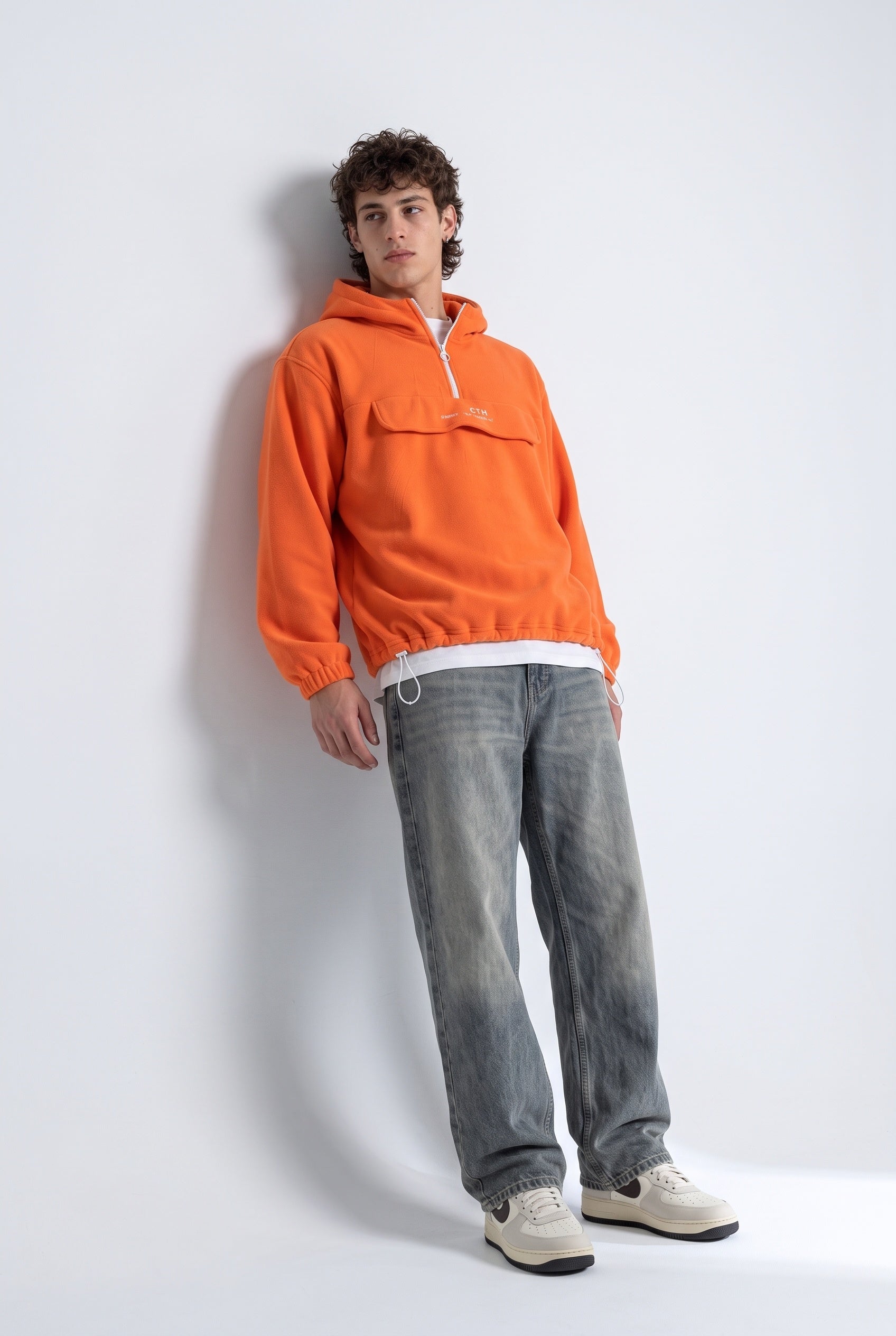 Yarım Fermuarlı Kapüşonlu Polar Sweatshirt 1|oldu-media-mvf9dabv-fklb25|000