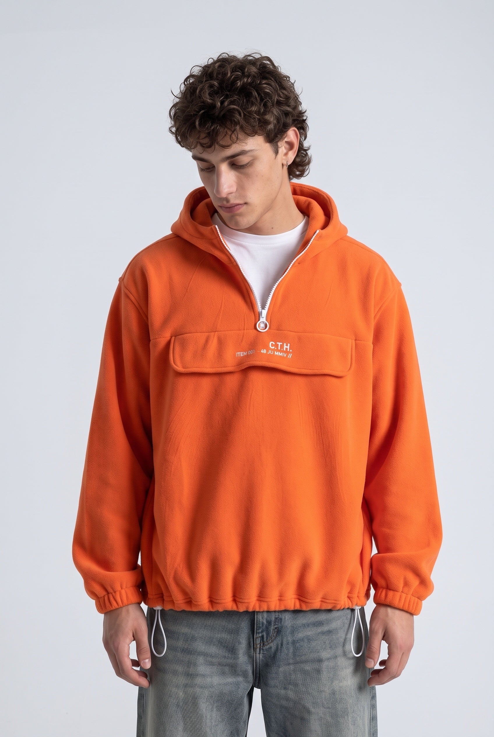 Yarım Fermuarlı Kapüşonlu Polar Sweatshirt 4|oldu-media-mvf9dabv-fklb25|003