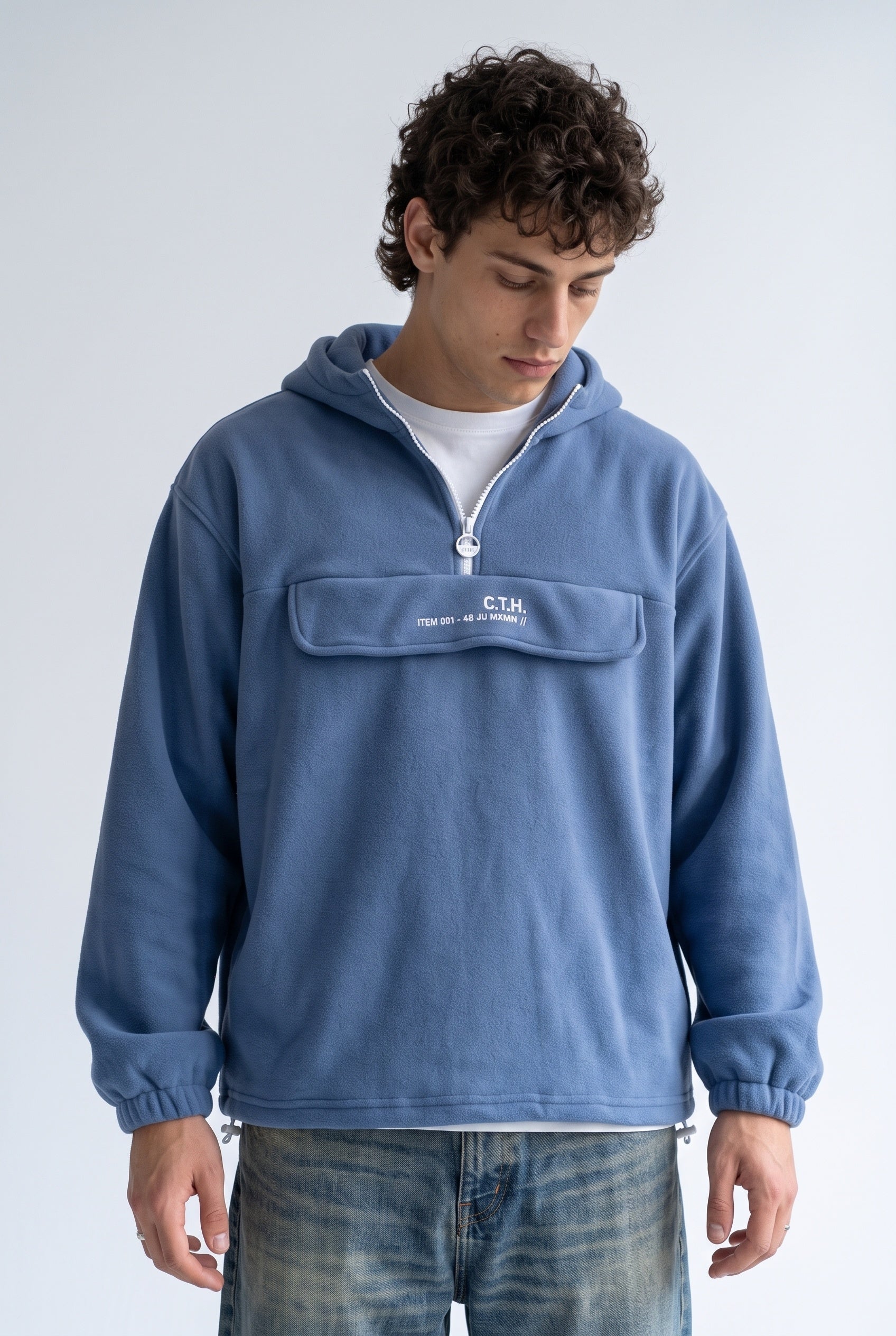 Yarım Fermuarlı Kapüşonlu Polar Sweatshirt 1|oldu-media-mvf9dbai-6z9kv4|000