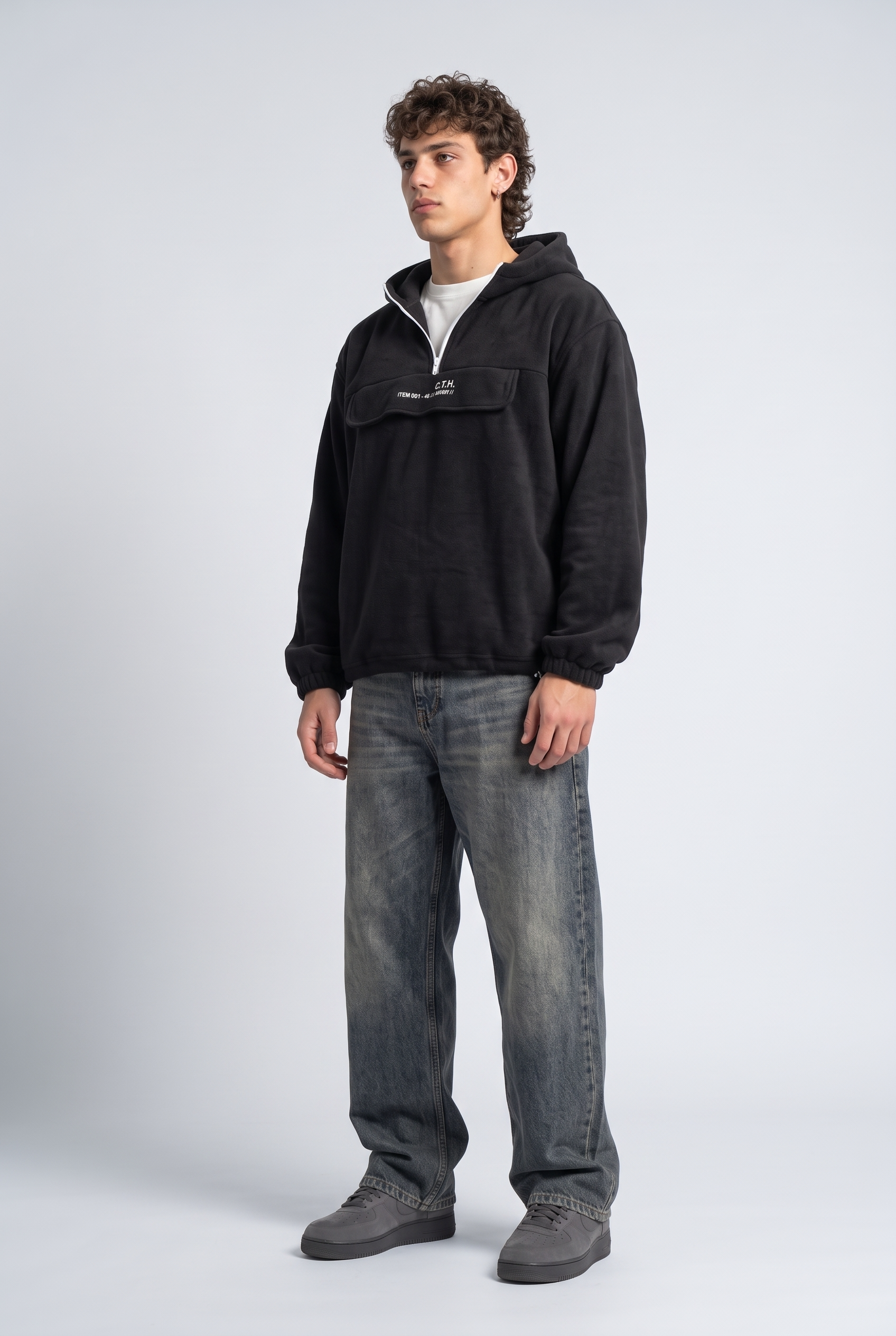Yarım Fermuarlı Kapüşonlu Polar Sweatshirt 2|oldu-media-mvf9dcvq-g5wp0z|001