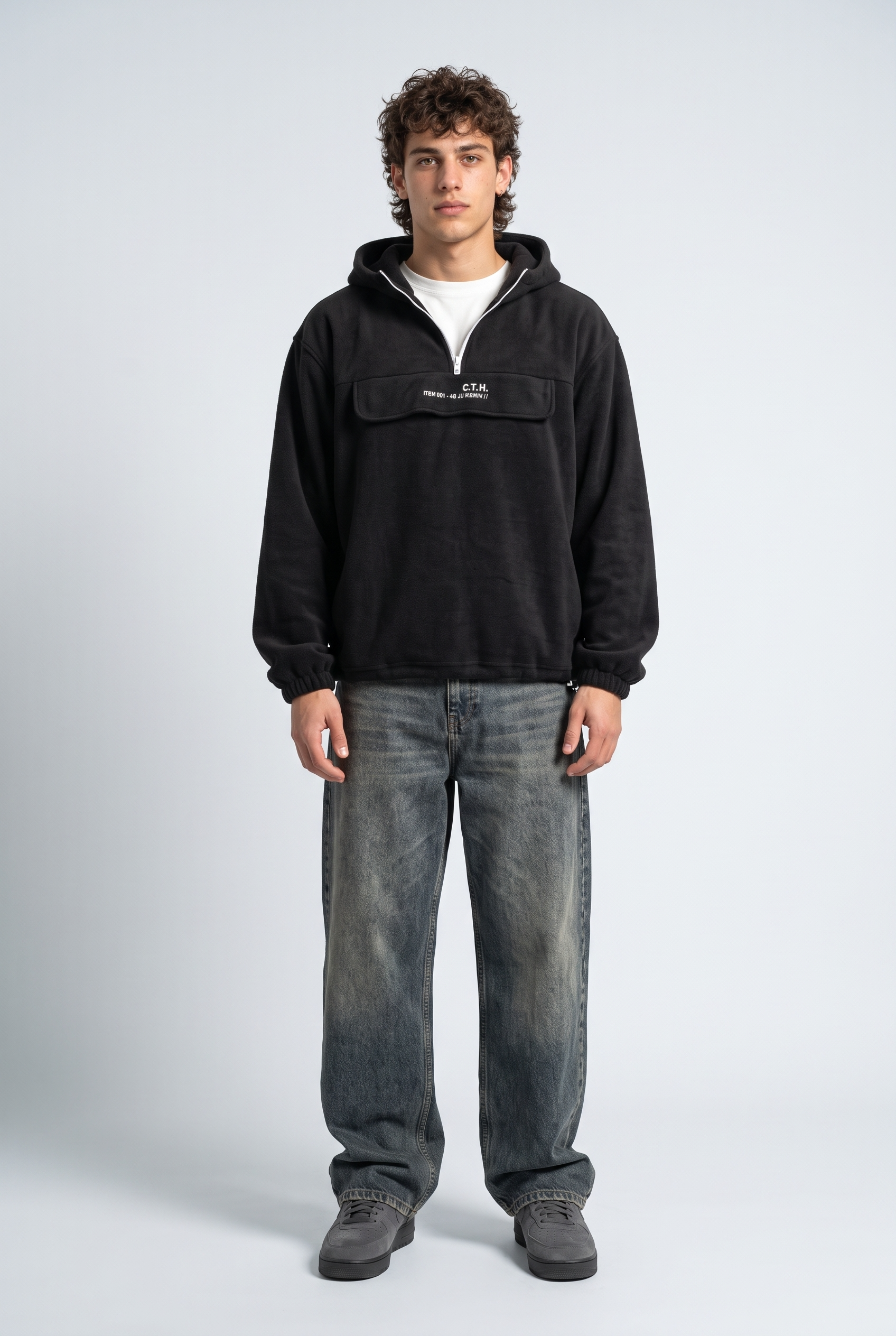 Yarım Fermuarlı Kapüşonlu Polar Sweatshirt 1|oldu-media-mvf9dcvq-g5wp0z|000