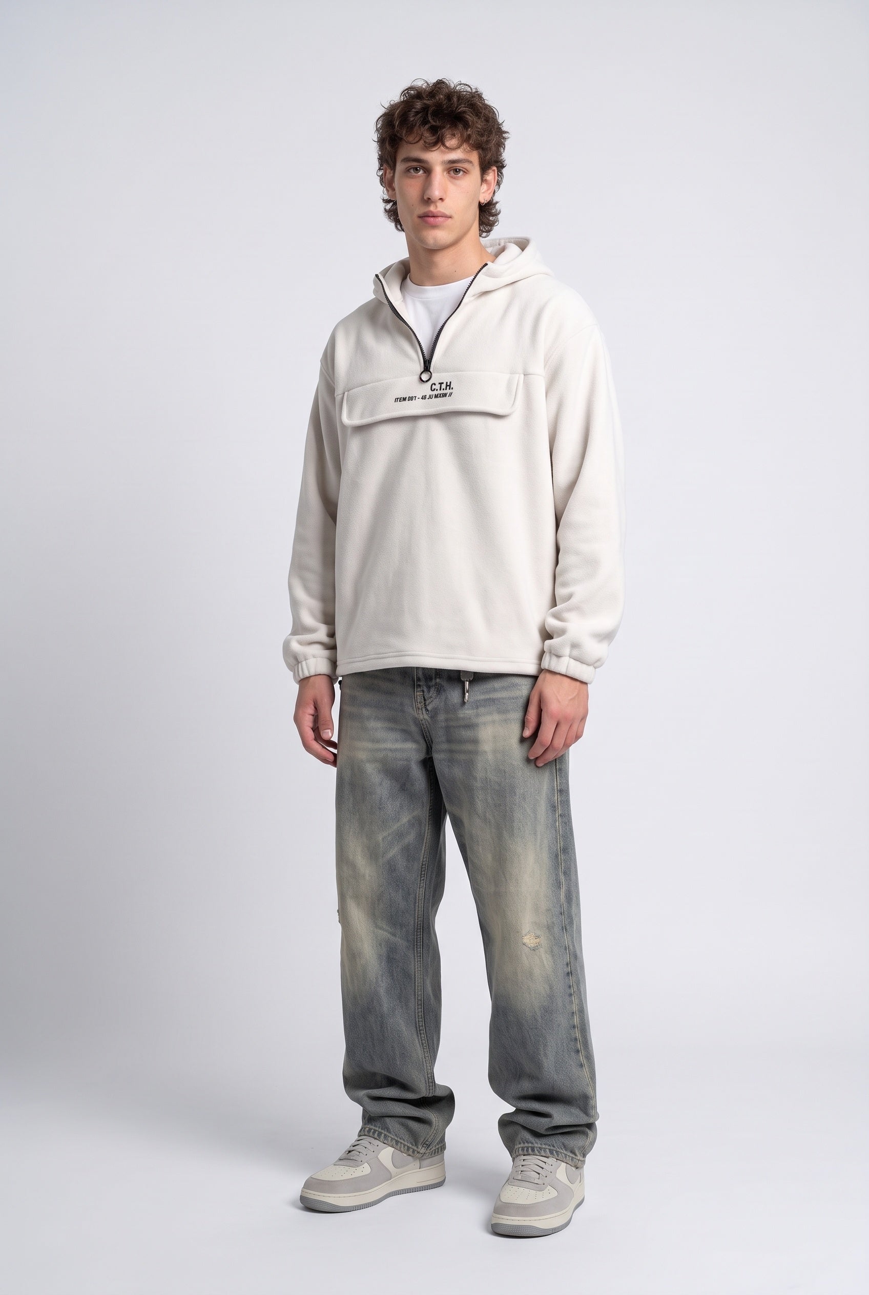 Yarım Fermuarlı Kapüşonlu Polar Sweatshirt 3|oldu-media-mvf9dg21-fmr713|002