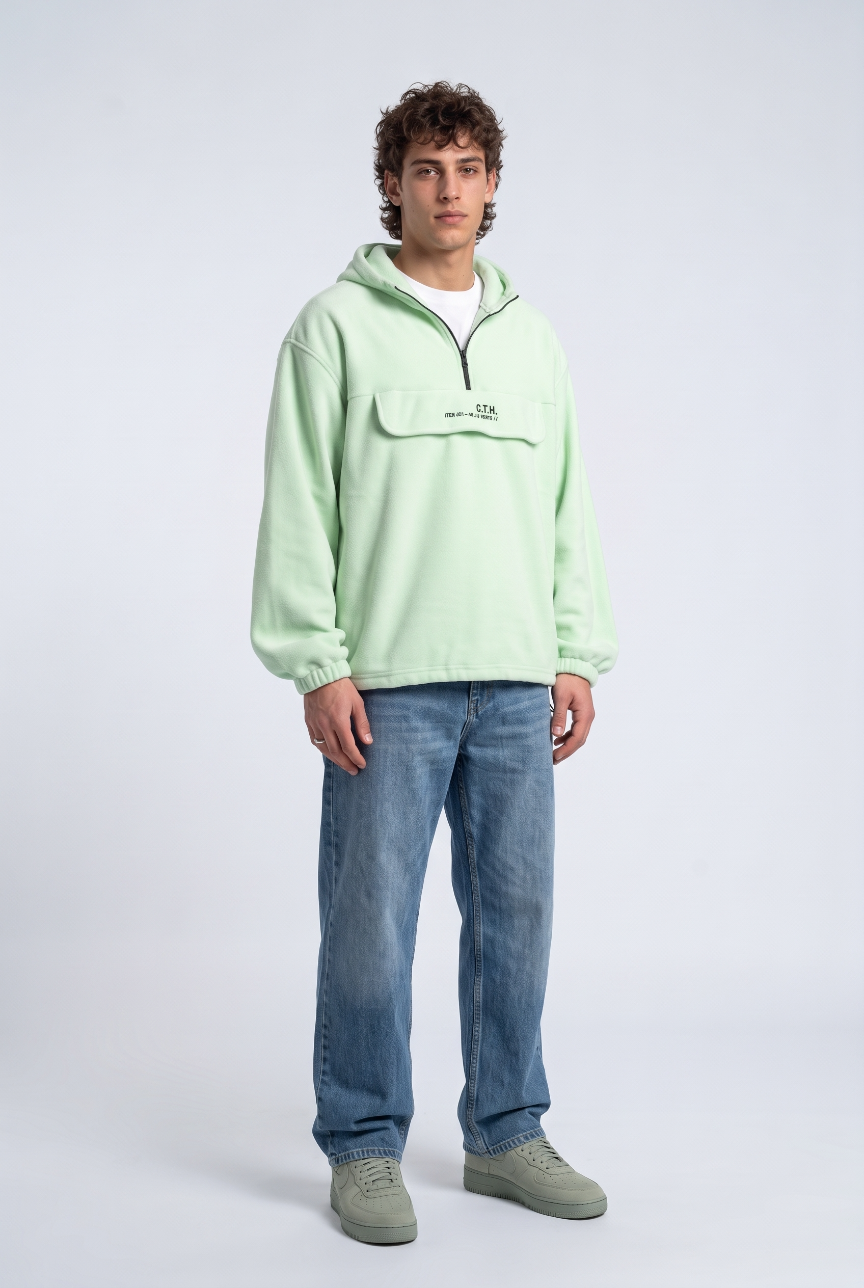 Yarım Fermuarlı Kapüşonlu Polar Sweatshirt 2|oldu-media-mvf9difw-508qwx|001