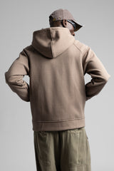 Diyagonal Dokulu Fermuarlı Kapüşonlu Sweatshirt