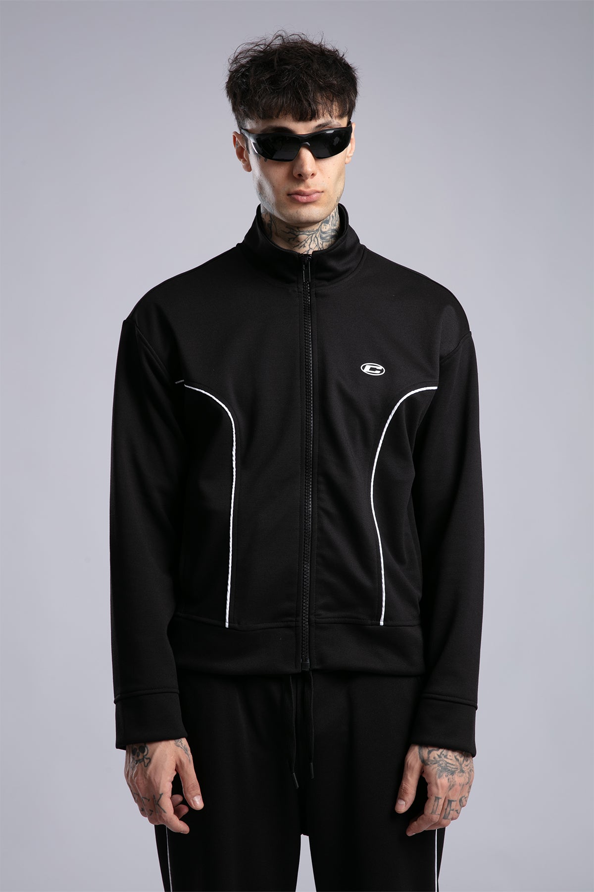 Şerit Detaylı Fermuarlı Sweatshirt