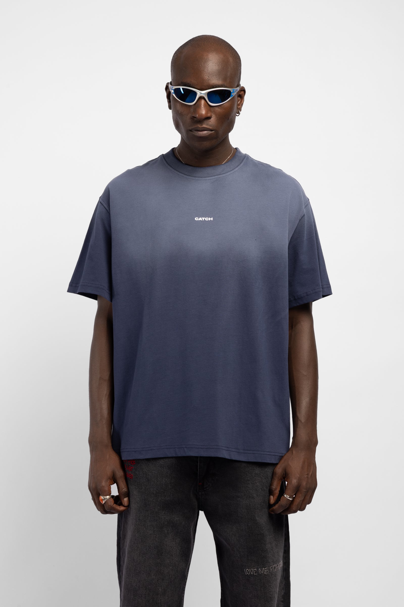 Degrade Yıkamalı Logo Baskılı T-Shirt