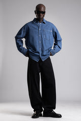 Metal Snap Düğmeli Denim Gömlek