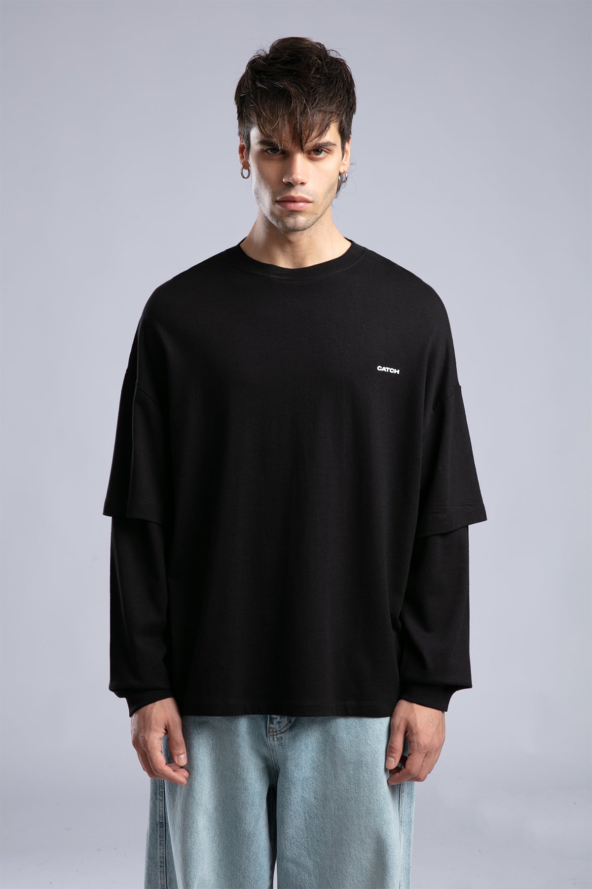 Minimal Logo Detaylı Basic İnce Sweatshirt