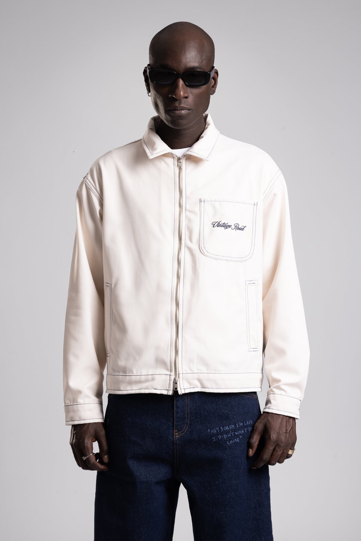 Nakış Yazı Detaylı Vintage Ceket