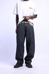 Çift Renk Bloklu Super Baggy Jean