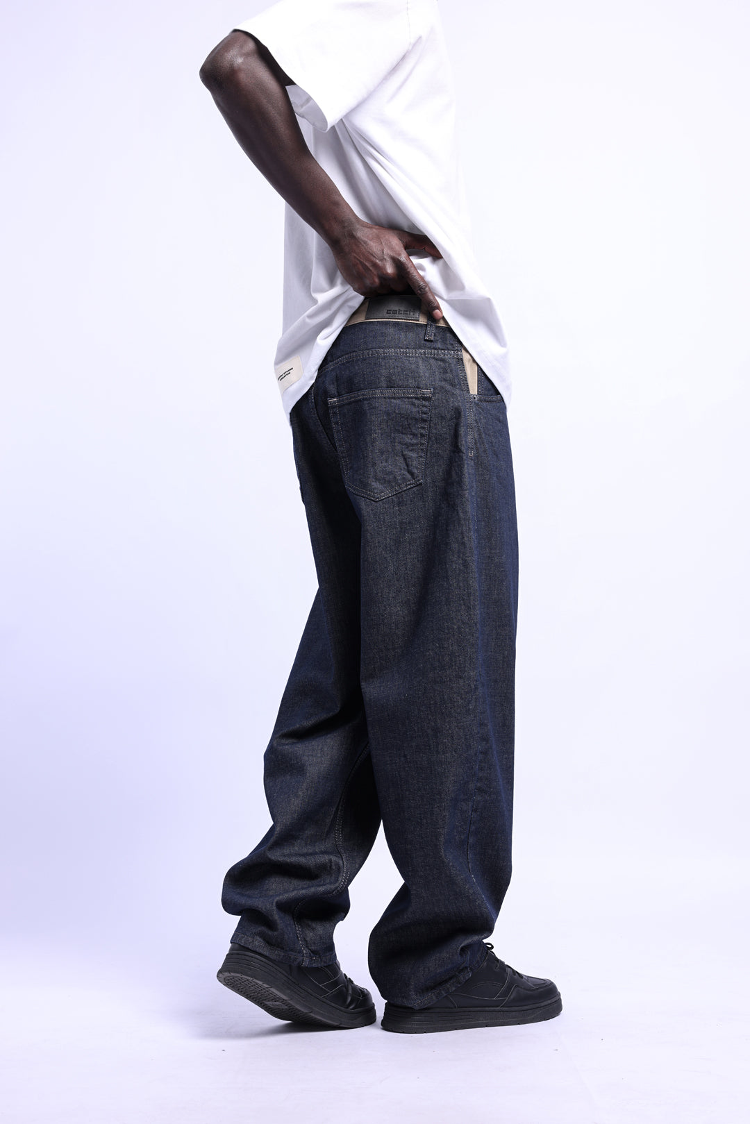 Çift Renk Bloklu Super Baggy Jean