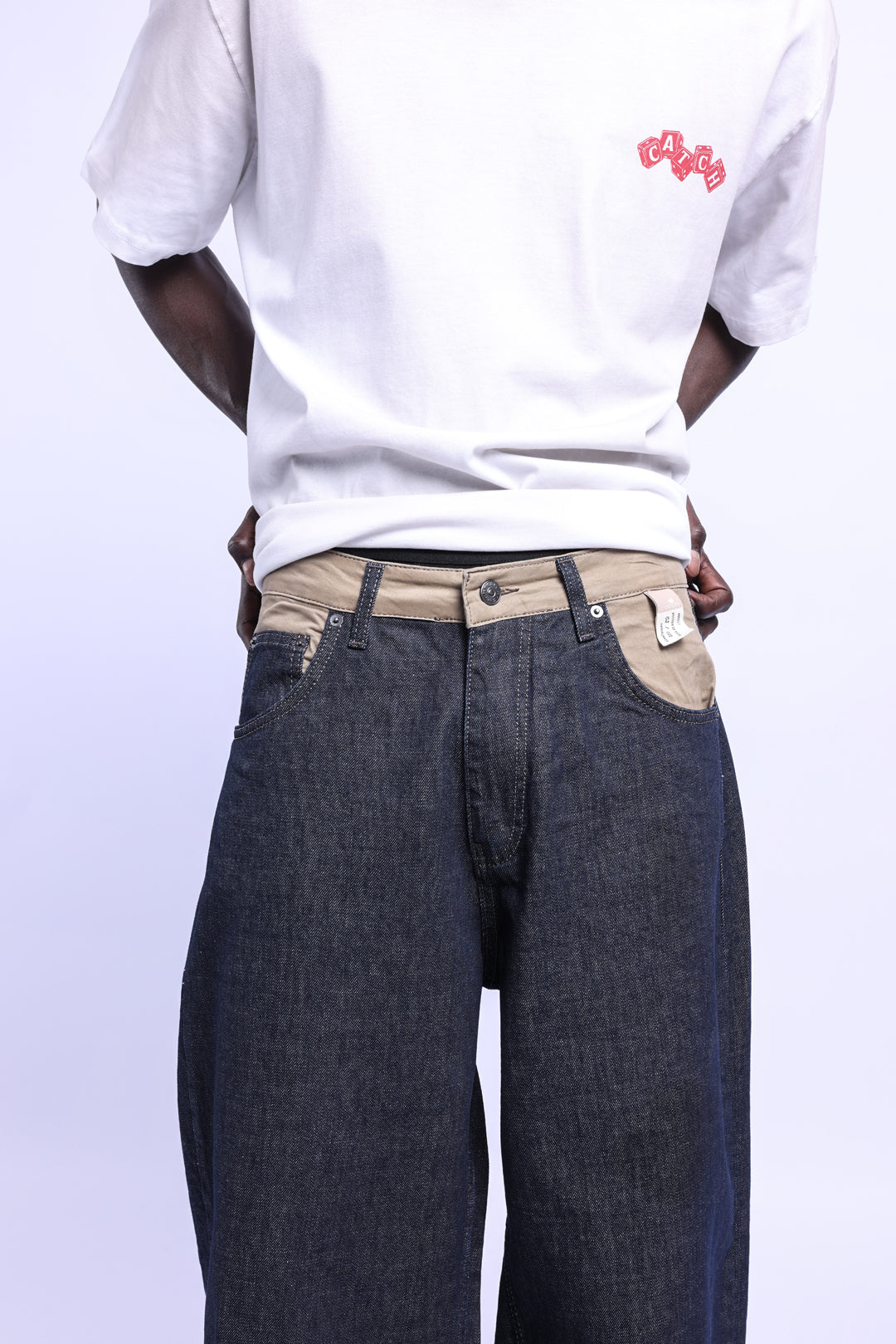 Çift Renk Bloklu Super Baggy Jean