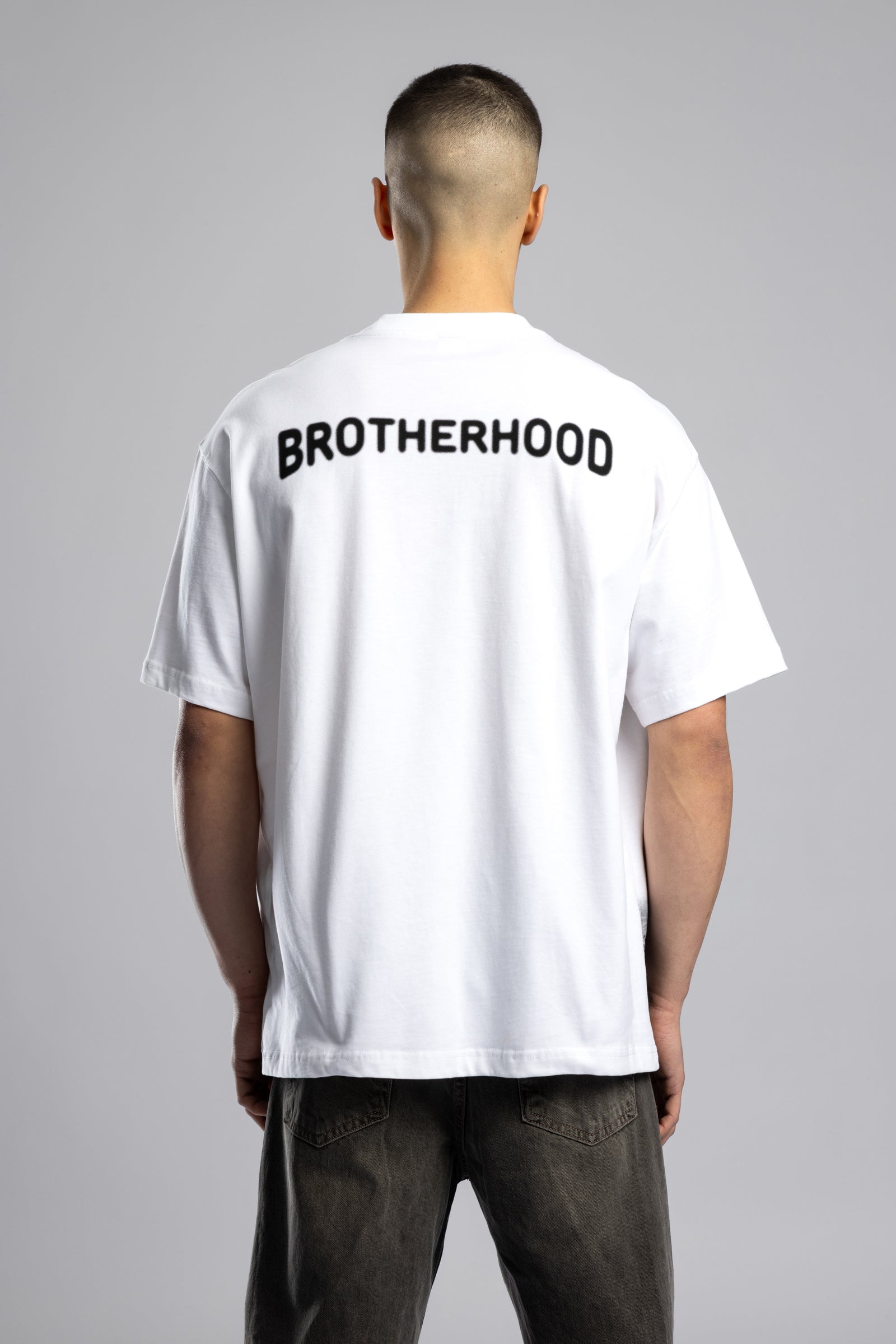 Oversize “Brotherhood” Baskılı T-shirt