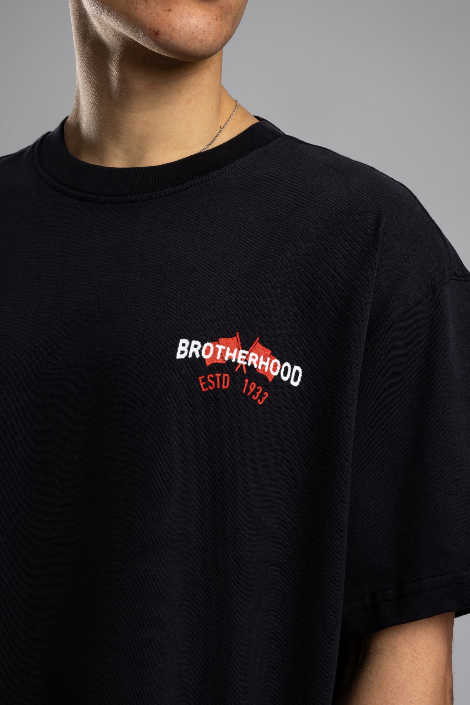 Oversize “Brotherhood” Baskılı T-shirt