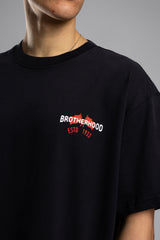 Oversize “Brotherhood” Baskılı T-shirt