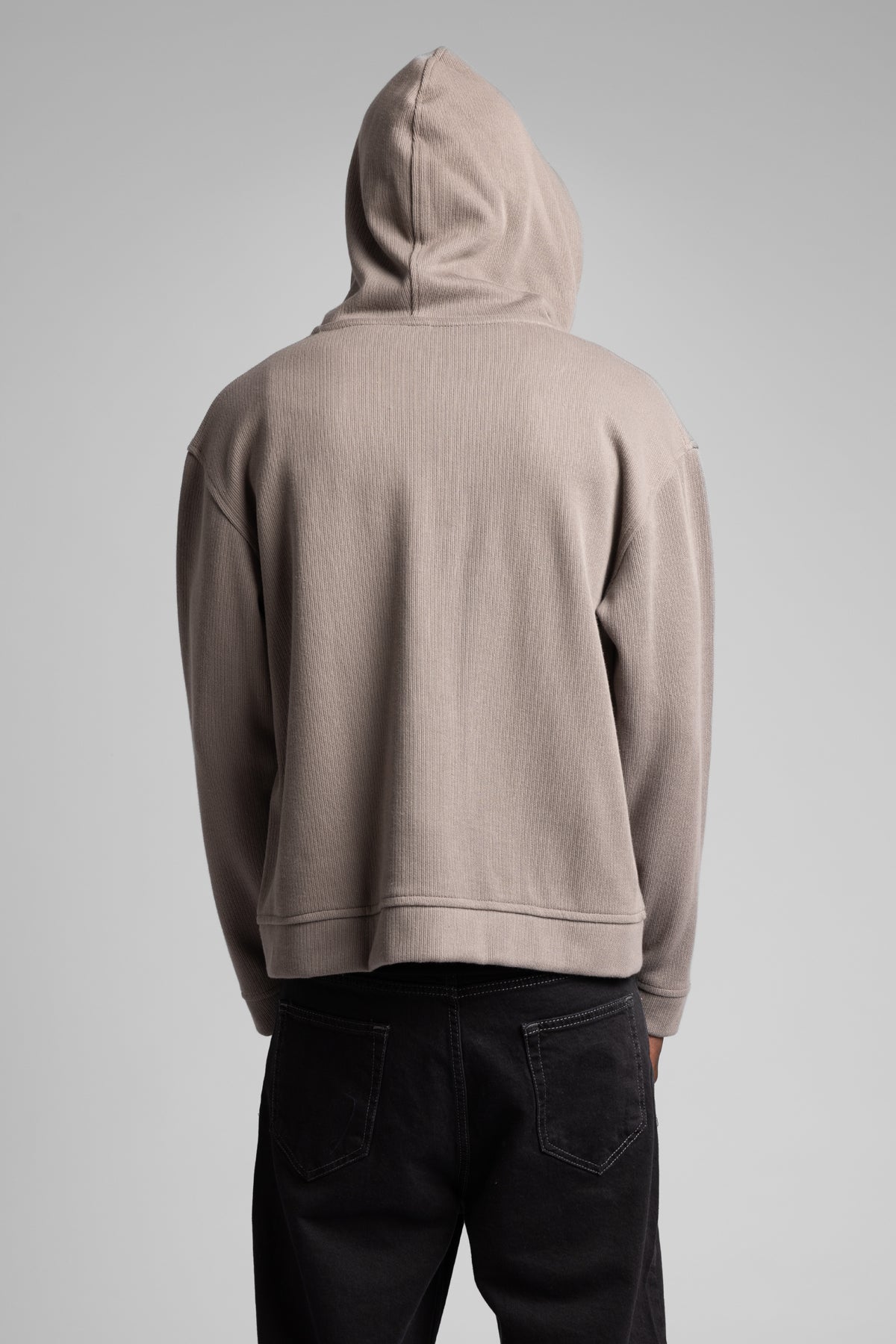Diyagonal Kapüşonlu Fermuarlı Sweatshirt