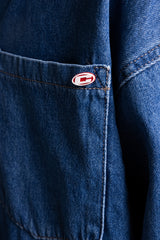 Metal Snap Düğmeli Denim Gömlek