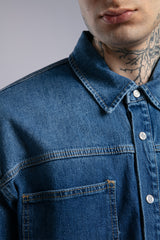 Arka Baskı Detaylı Denim Gömlek