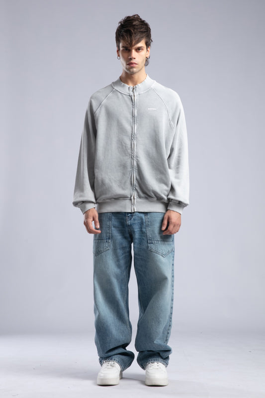 Yıkamalı Fermuarlı Sweatshirt