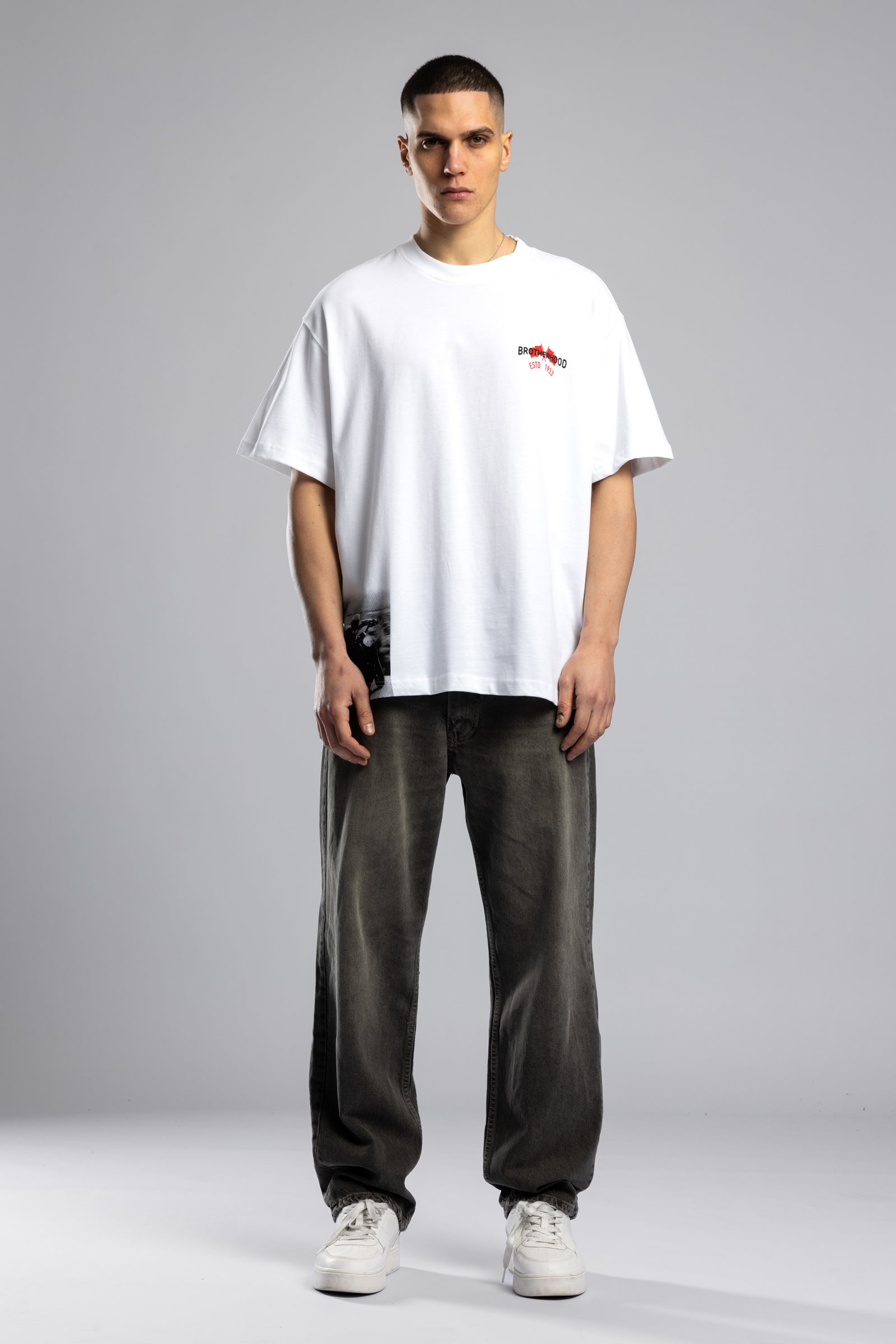 Oversize “Brotherhood” Baskılı T-shirt