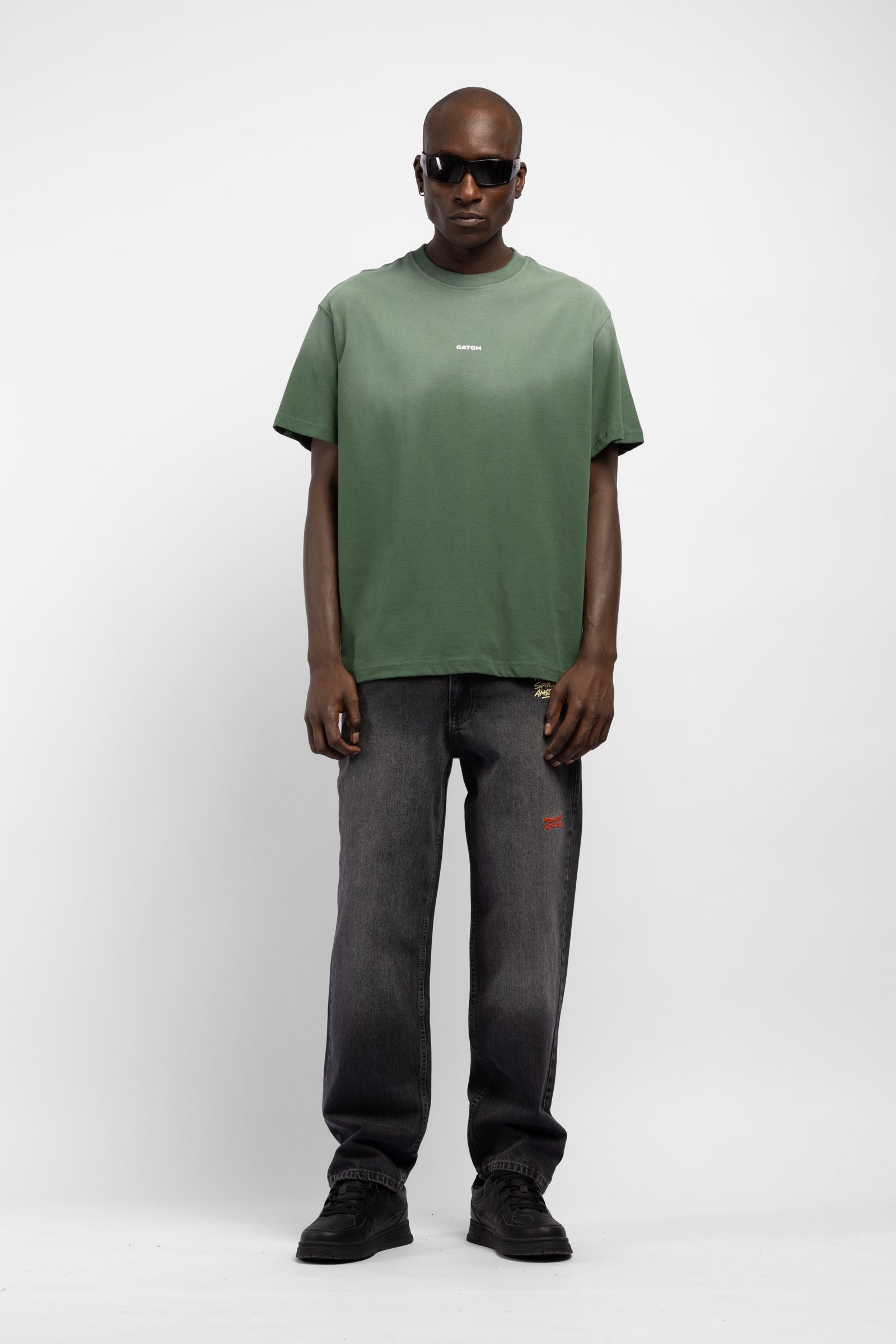 Degrade Yıkamalı Logo Baskılı T-Shirt