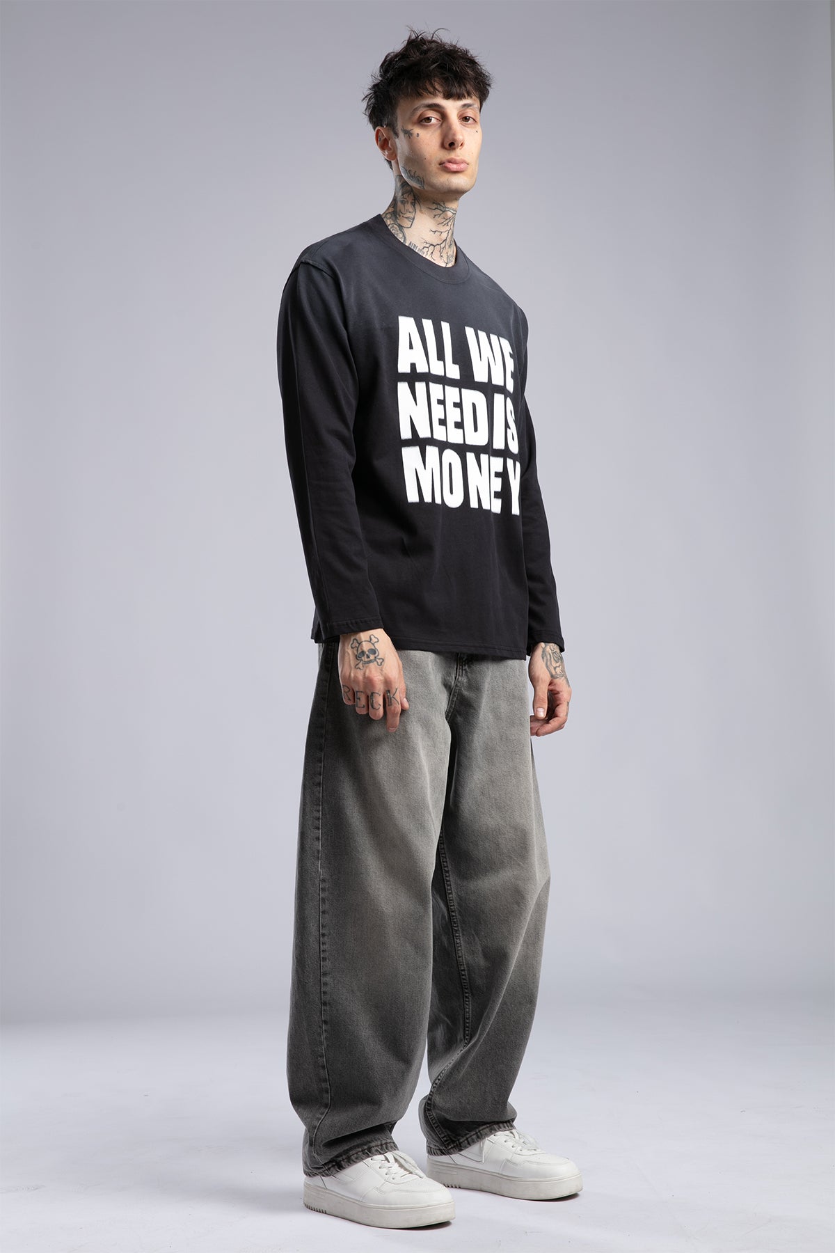 Yazı Baskılı İnce Pistole Sweatshirt