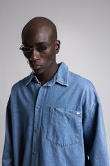 Metal Snap Düğmeli Denim Gömlek