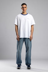Oversize Kontrast Yakalı Baskılı T-shirt