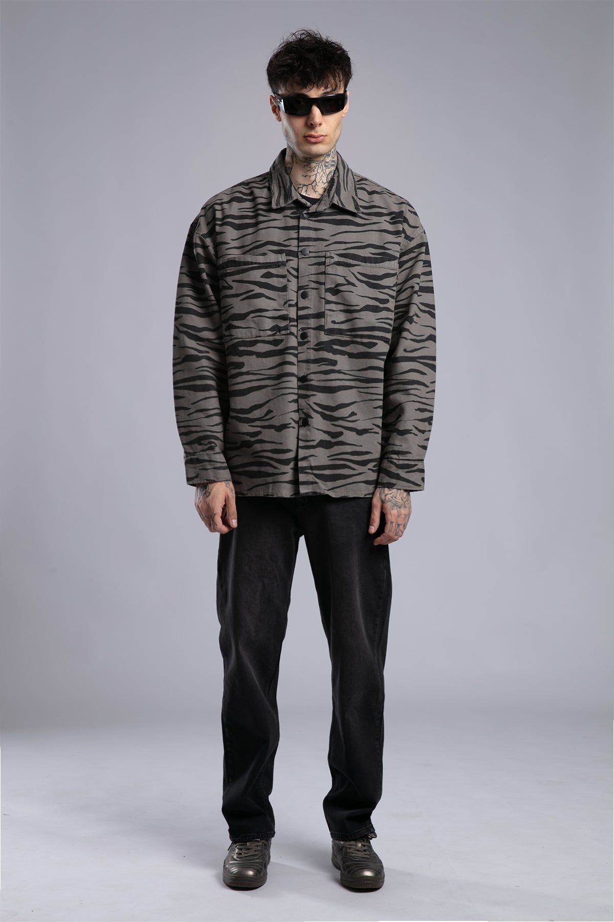 Desenli Gabardin Gömlek